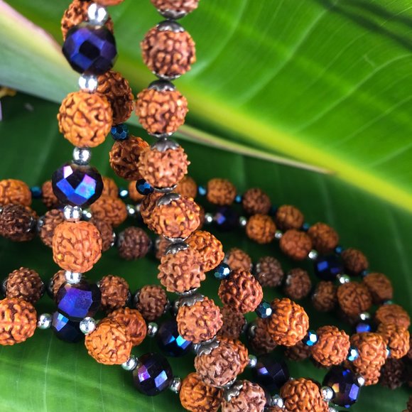 3 strands Rudraksha w/dark blue beads 37 1/4", 32", 34  3/4" $60 - Picture 4 of 8